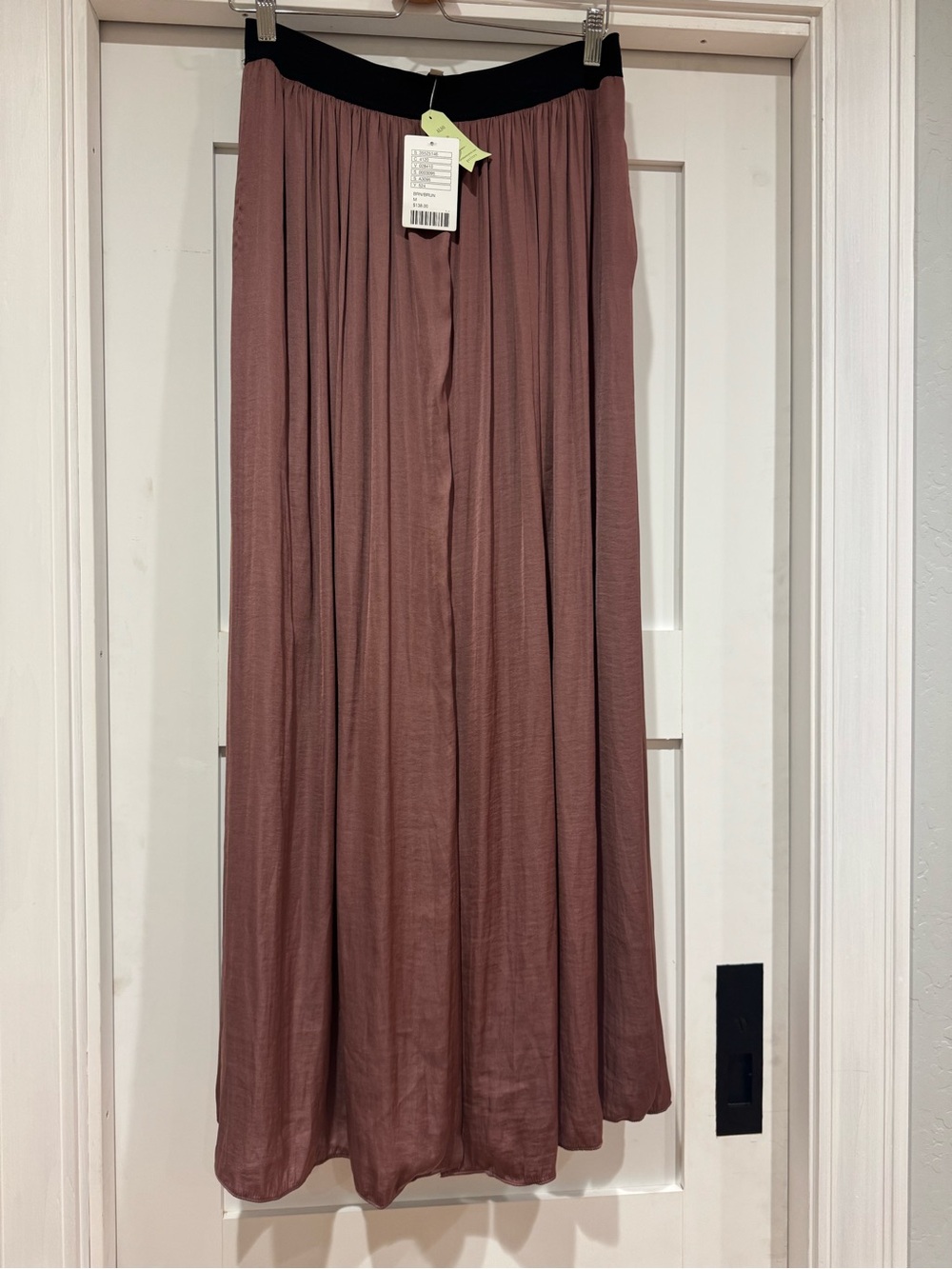 Anthropologie Mauve Maxi Skirt with Black Waistband